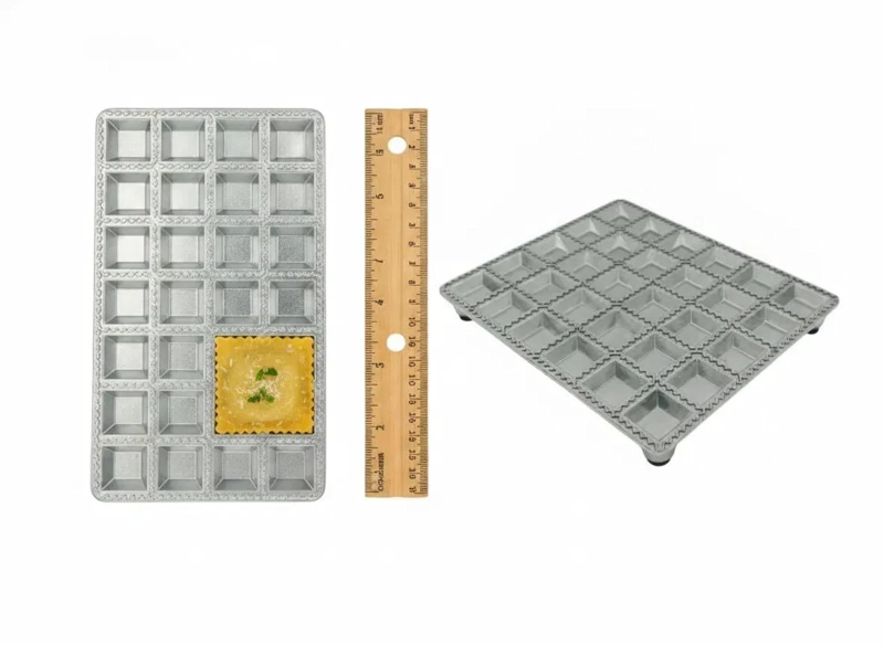 MOLDE METALICO PARA RAVIOLES CON 24 CAVIDADES PARA PASTA ITALIANA - 4