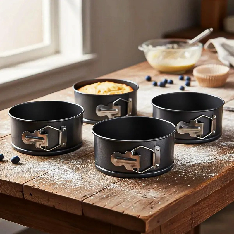 SET DE 4 MOLDES DESMONTABLES REDONDOS PARA QUEQUE DE 12 CM - 1