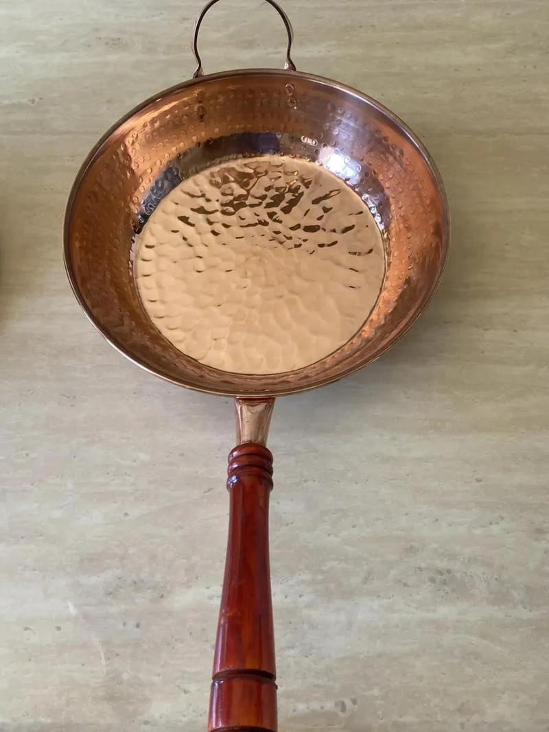 SARTE N DE COBRE CON ESPUMADERA Y CUCHARON GRANDE DE 33 CM - 3