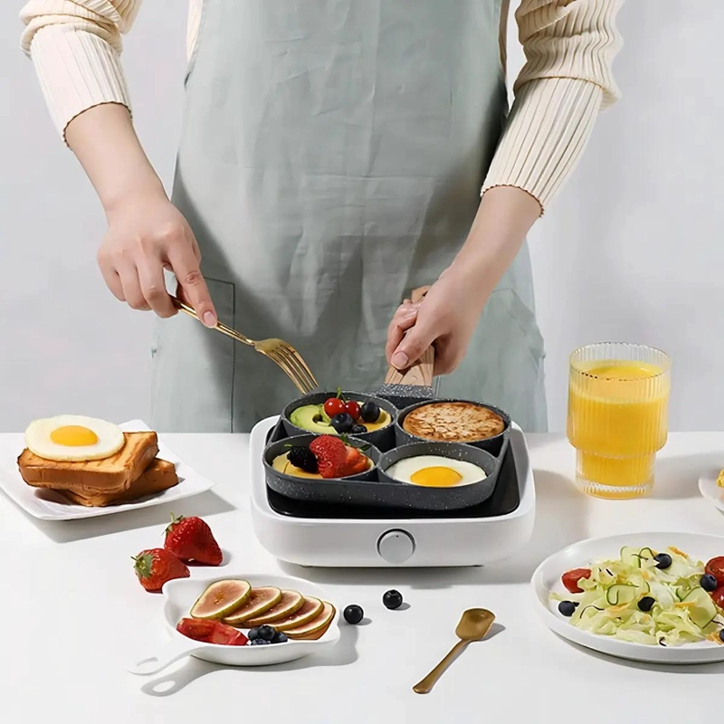 SARTE N MULTIUSOS CON 4 DIVISIONES PARA HUEVOS, HAMBURGUESAS Y HOT CAKES - 5