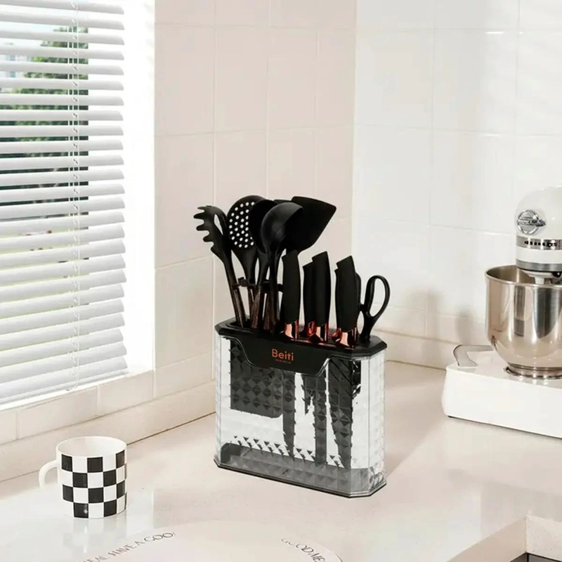 SET COMPLETO DE 16 UTENSILIOS DE COCINA CON CUCHILLOS DE ACERO INOXIDABLE Y MANG - 3