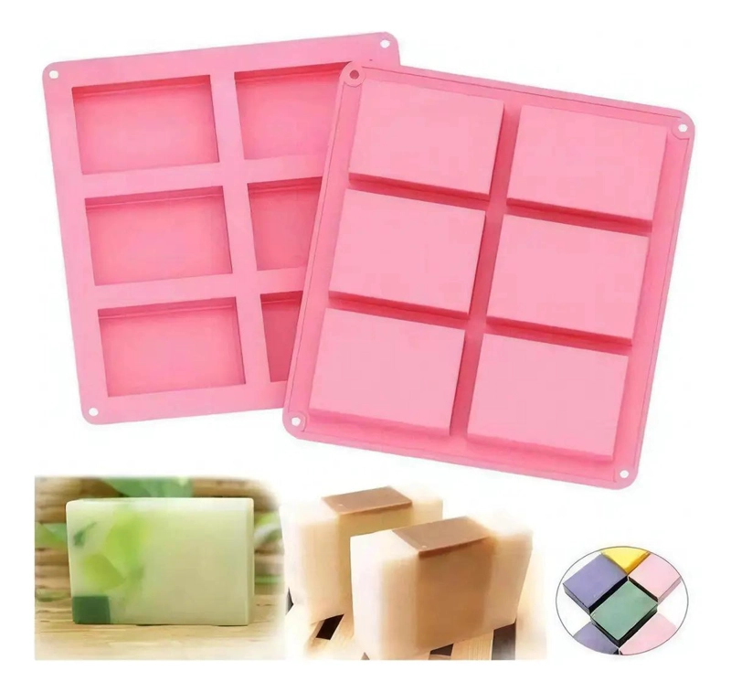 MOLDE RECTANGULAR DE SILICONA PARA JABON ARTESANAL Y PAN EN COLORES VARIADOS - 3
