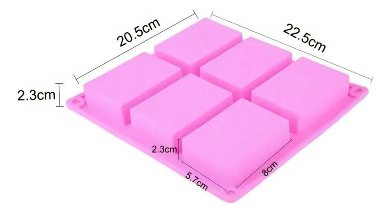 MOLDE RECTANGULAR DE SILICONA PARA JABON ARTESANAL Y PAN EN COLORES VARIADOS - 5