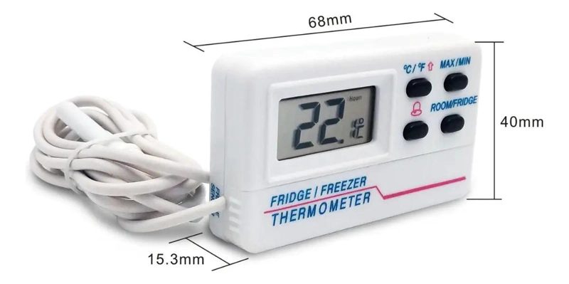 TERMOMETRO DIGITAL CON SONDA PARA REFRIGERADOR CON ALARMA DE TEMPERATURA - 2