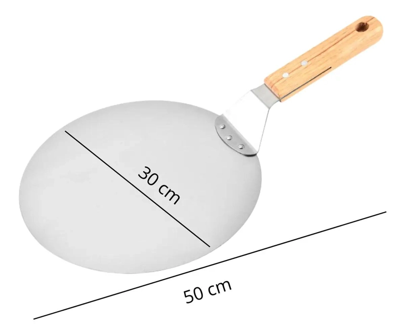 PALA REDONDA PARA PIZZA DE 30 CM CON MANGO DE MADERA CLARA - 2