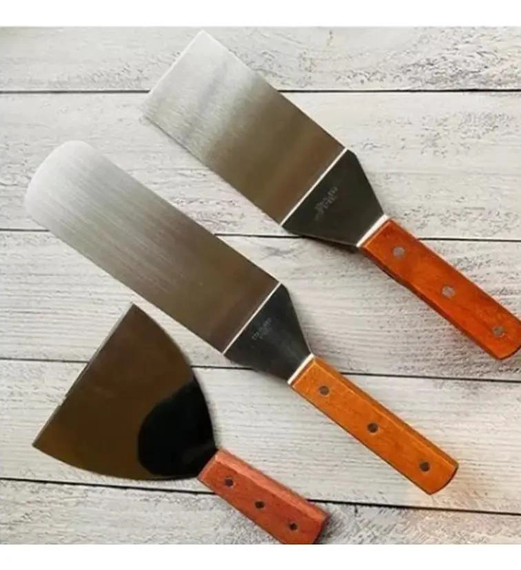 SET DE 3 ESPATULAS GRUESAS PARA CHURRASCO Y COCINA EN PLANCHA - 2