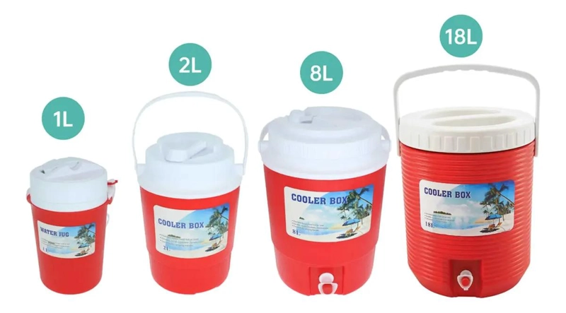 SET DE TERMO Y DISPENSADOR DE AGUA CON COOLER EN COLORES ROJO Y AZUL - 2