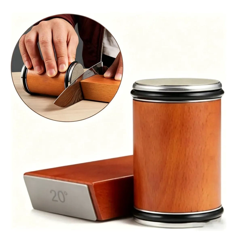 AFILADOR PROFESIONAL DE CUCHILLOS CON ANGULOS DE 15° Y 20° Y BASE DE MADERA - 1