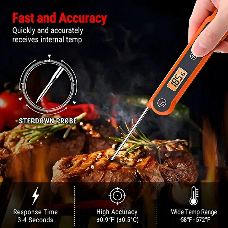 TERMOMETRO DIGITAL PARA CARNE CON LECTURA RAPIDA Y PANTALLA LCD - 2