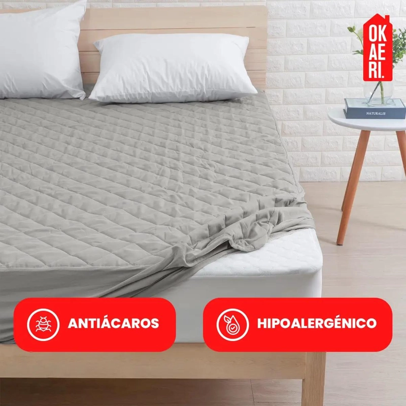 PROTECTOR IMPERMEABLE PARA COLCHON DE 2 PLAZAS CON FUNDAS COLOR BLANCO - 5