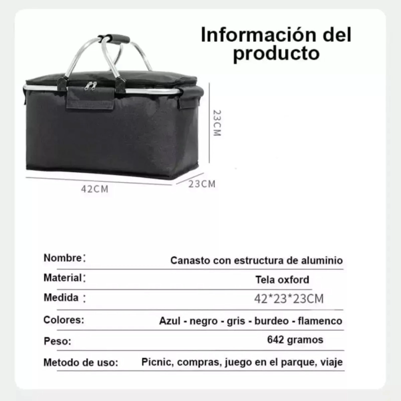 BOLSO TE RMICO PLEGABLE PARA PICNIC CON CAPACIDAD COOLER PORTATIL - 2