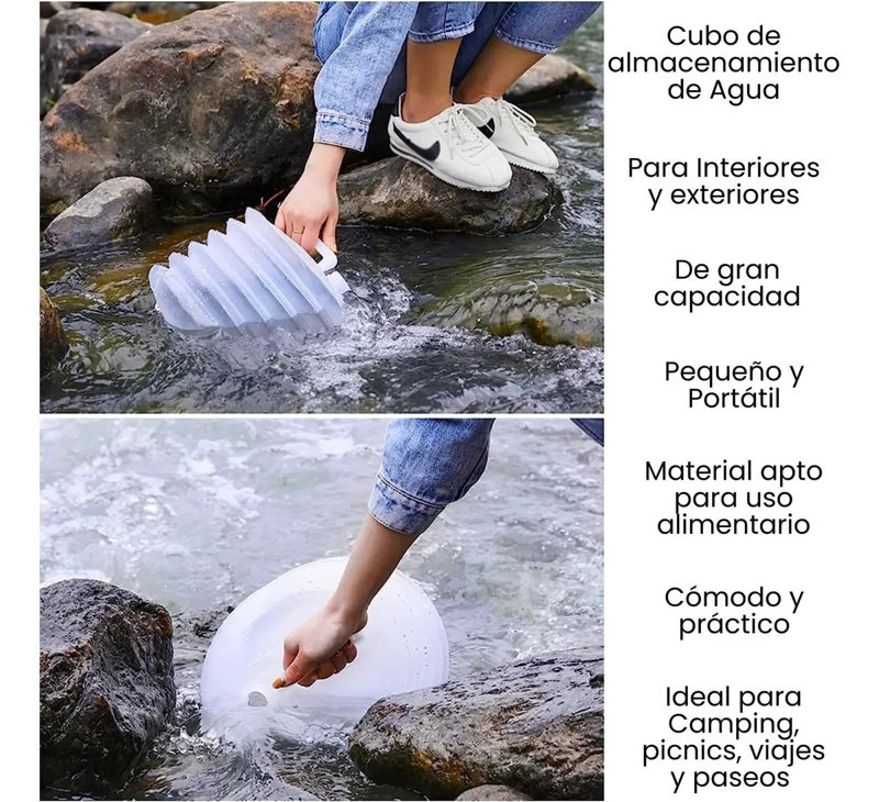 BIDON PLEGABLE PORTATIL DE 8 LITROS PARA AGUA EN CAMPING Y ACTIVIDADES OUTDOOR - 5