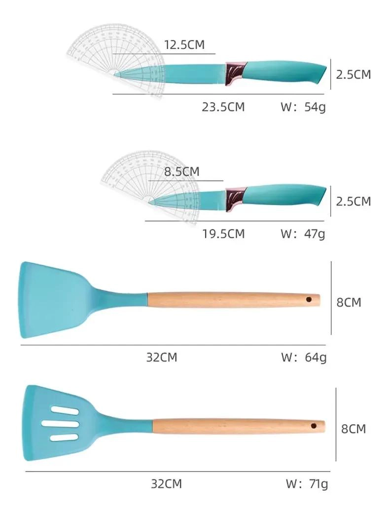 JUEGO DE UTENSILIOS DE COCINA CON 19 PIEZAS DE SILICONA ANTIADHERENTE - 2