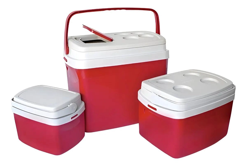 SET DE 3 COOLERS PORTATILES CON CAPACIDADES DE 32L, 12L Y 5L EN COLOR ROJO - 1