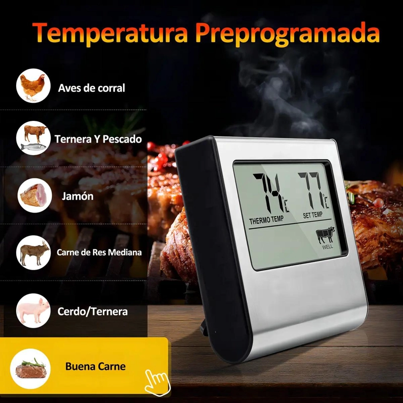 TERMOMETRO DIGITAL PARA CARNES Y ALIMENTOS CON PANTALLA CLARA Y RAPIDA LECTURA - 2