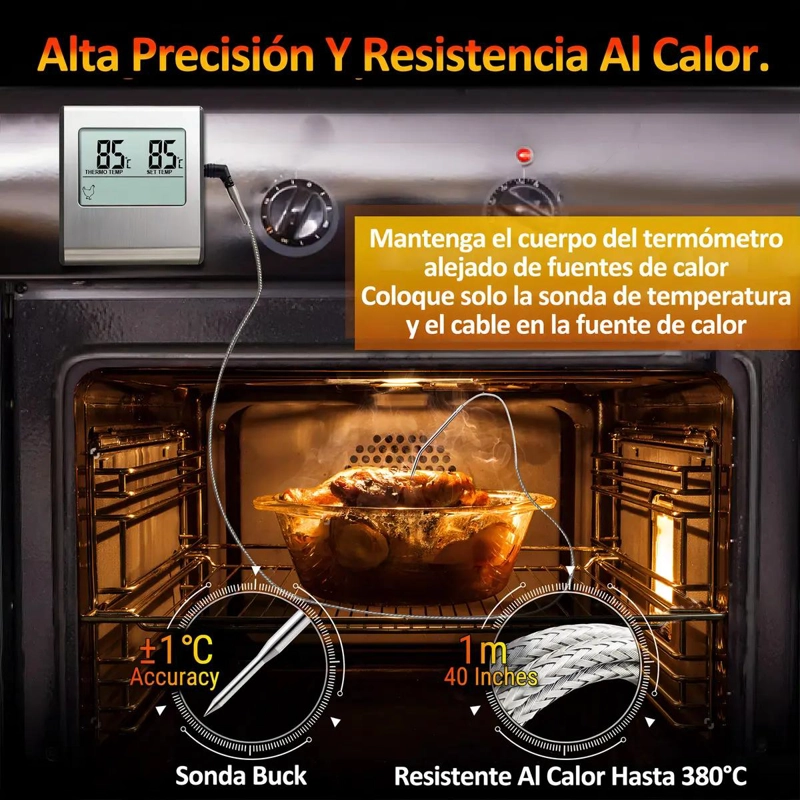 TERMOMETRO DIGITAL PARA CARNES Y ALIMENTOS CON PANTALLA CLARA Y RAPIDA LECTURA - 5