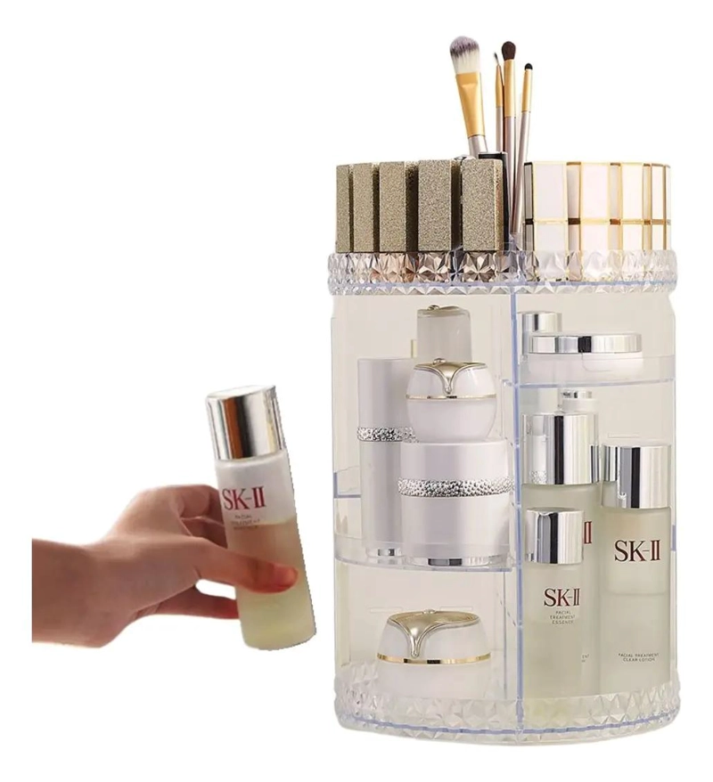 EXHIBIDOR GIRATORIO ACRILICO PARA COSME TICOS Y PERFUMES COLOR TRANSPARENTE - 1