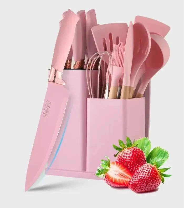 SET DE CUCHARON DE SILICONA CON MANGO DE MADERA DE 29 CM - 3