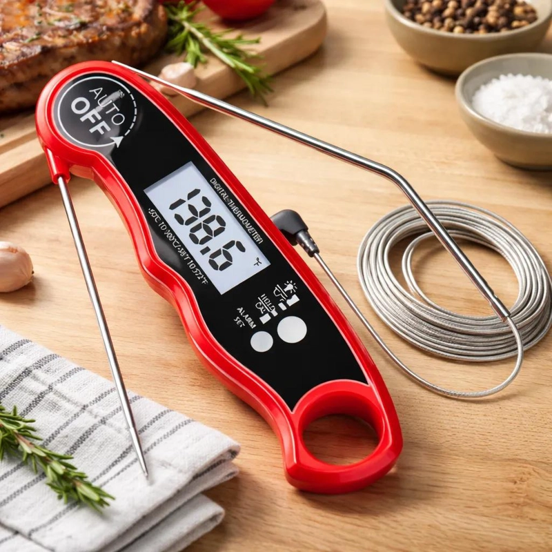 TERMOMETRO DIGITAL DE COCINA CON DOBLE SONDA Y ALARMA SONORA - 1