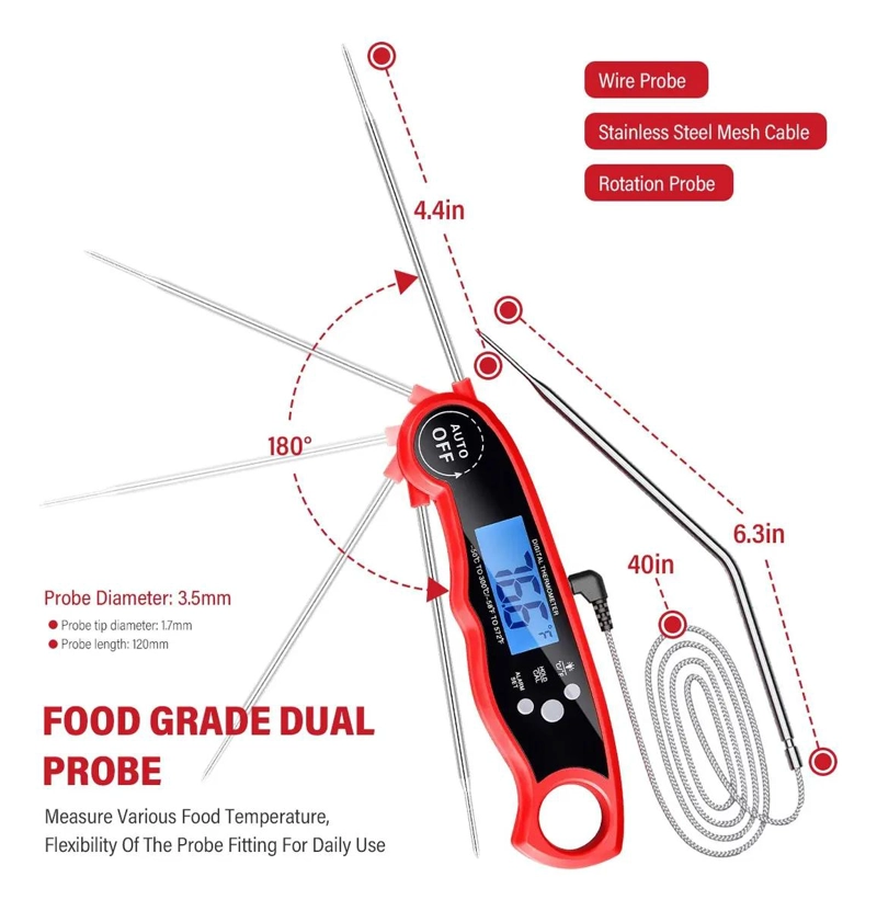 TERMOMETRO DIGITAL DE COCINA CON DOBLE SONDA Y ALARMA SONORA - 3