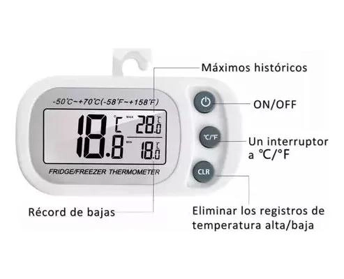 TERMOMETRO DIGITAL PARA HELADERA Y COCINA CON 2 UNIDADES - 2