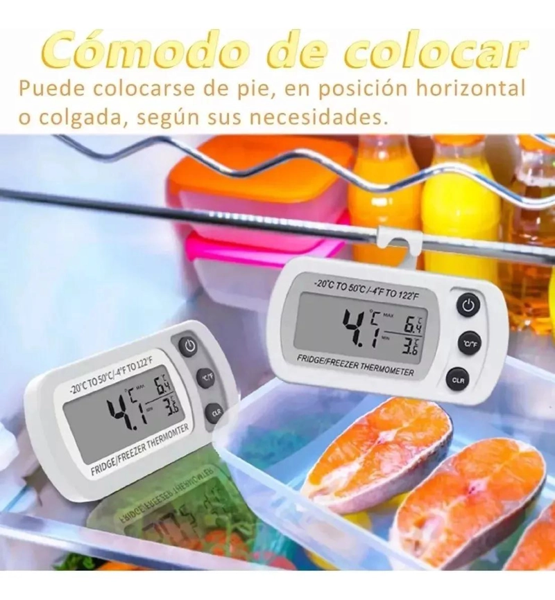 TERMOMETRO DIGITAL PARA HELADERA Y COCINA CON 2 UNIDADES - 3