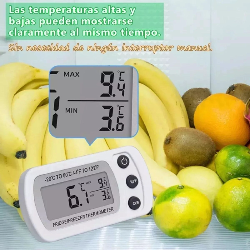 TERMOMETRO DIGITAL PARA HELADERA Y COCINA CON 2 UNIDADES - 4