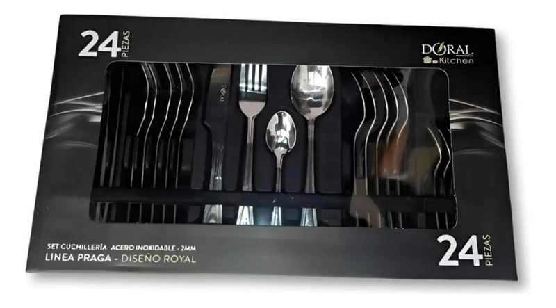SET DE 24 PIEZAS DE CUBIERTOS DE ACERO INOXIDABLE PLATEADO - 1