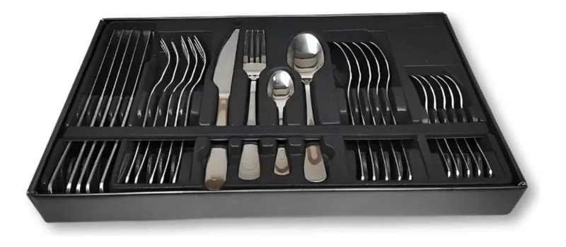 SET DE 24 PIEZAS DE CUBIERTOS DE ACERO INOXIDABLE PLATEADO - 2