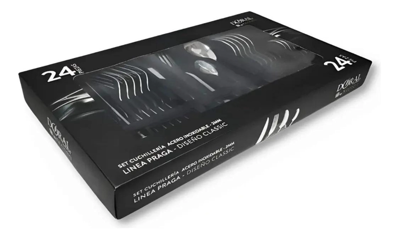 SET DE 24 PIEZAS DE CUBIERTOS DE ACERO INOXIDABLE PLATEADO - 3