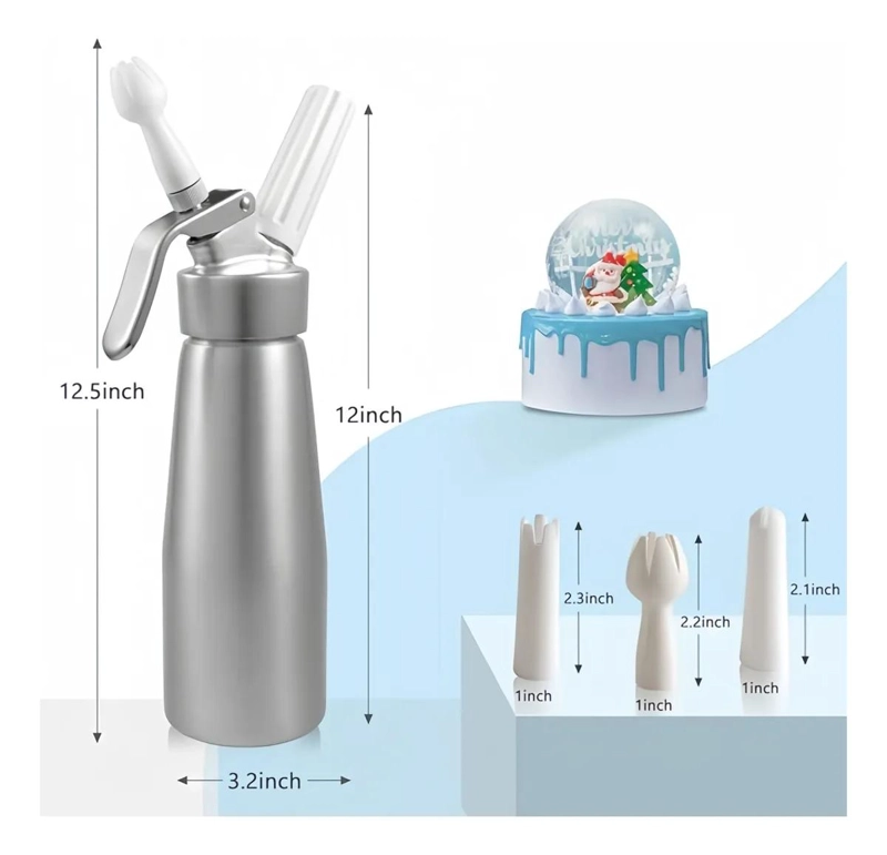 DISPENSADOR PARA CREMA BATIDA DE 500 ML PARA USO EN COCINA - 3