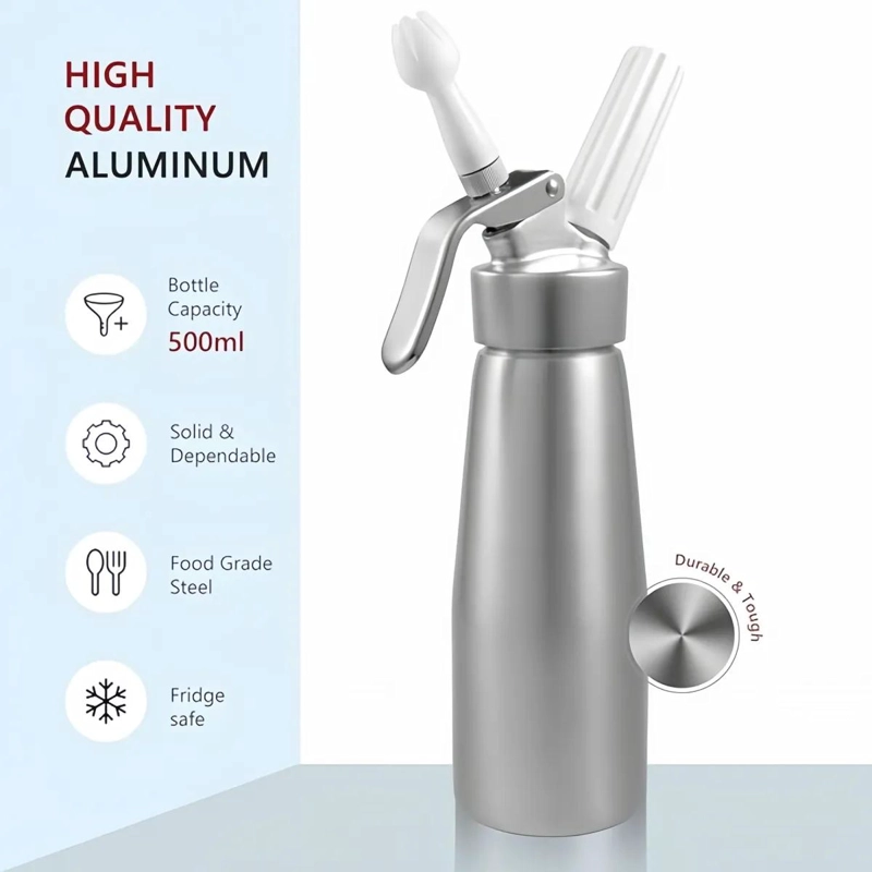 DISPENSADOR PARA CREMA BATIDA DE 500 ML PARA USO EN COCINA - 5