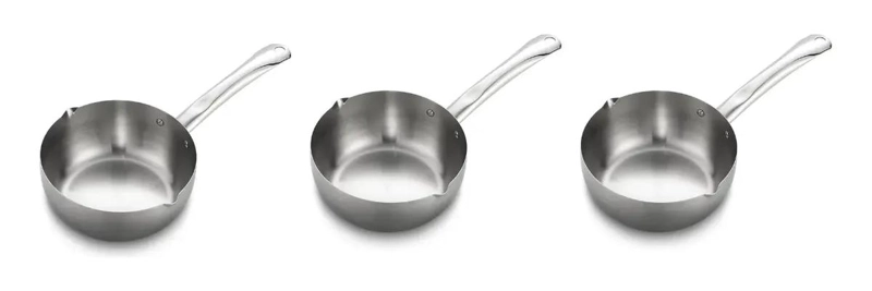 SET DE 3 SARTENES Y CACEROLAS DE ACERO INOXIDABLE DE 18 CM - 1
