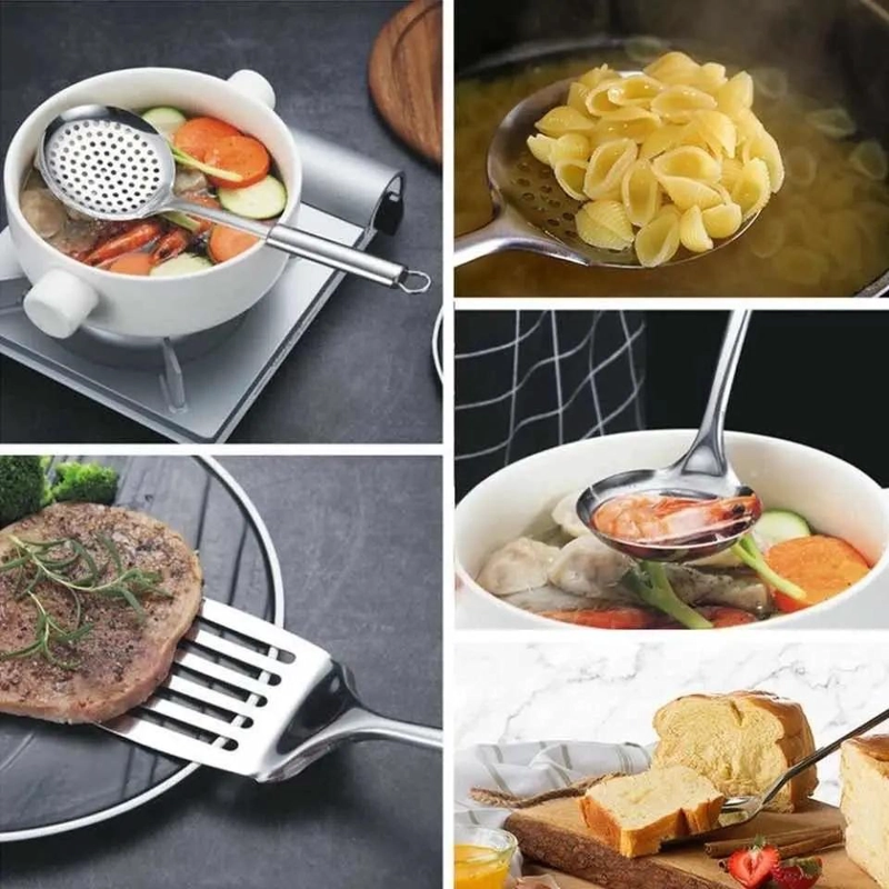 SET DE 6 UTENSILIOS DE COCINA EN ACERO INOXIDABLE RESISTENTE - 3
