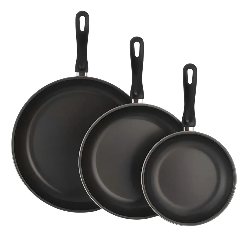 SET DE 3 SARTENES ANTIADHERENTES DE 20, 25 Y 30 CM EN COLORES ROJO Y NEGRO - 1