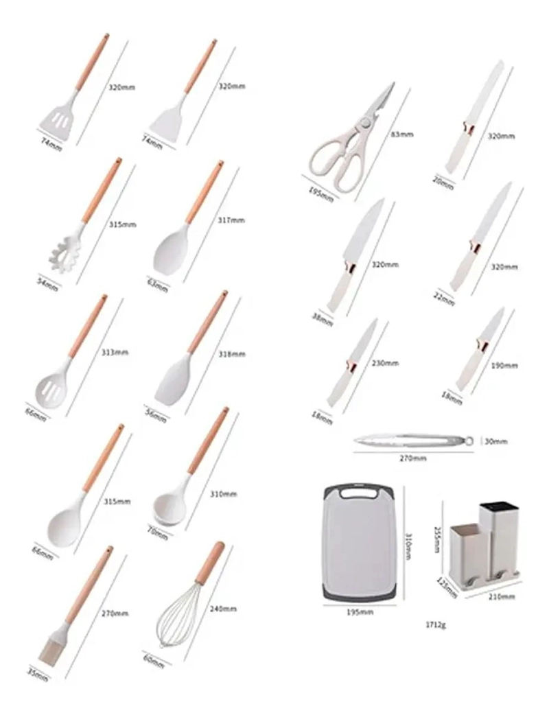 SET COMPLETO DE 19 UTENSILIOS DE COCINA CON SILICONA Y MADERA - 3