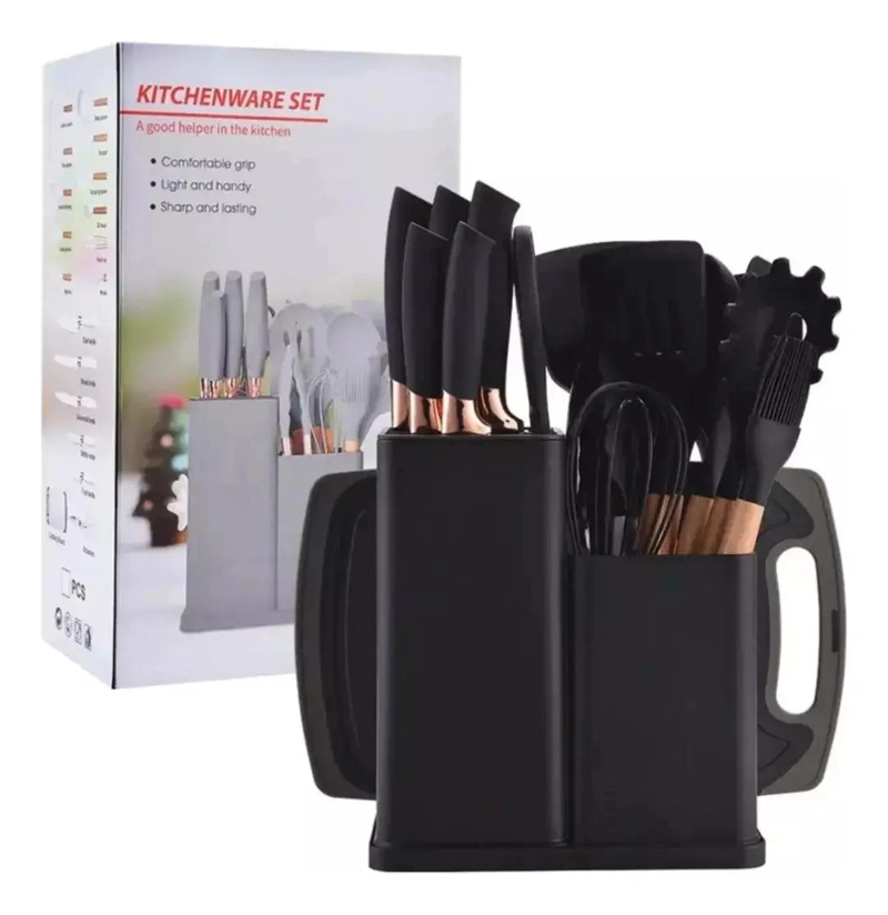 SET COMPLETO DE 19 UTENSILIOS DE COCINA DE SILICONA CON SOPORTE - 1