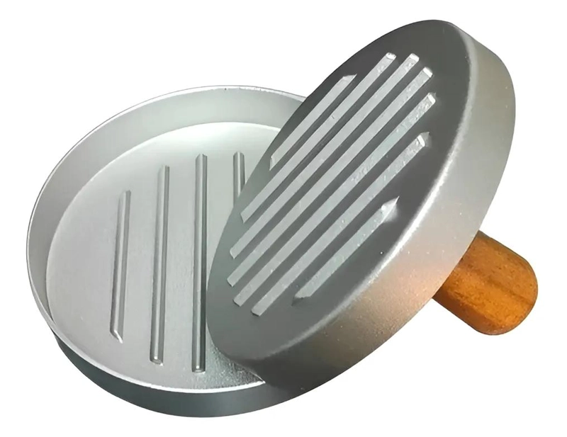 PRENSA PARA HAMBURGUESAS DE ACERO PARA COCINA Y PARRILLA - 4