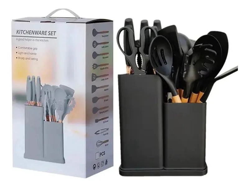 SET DE UTENSILIOS DE COCINA DE SILICONA CON 19 PIEZAS VARIADAS - 1
