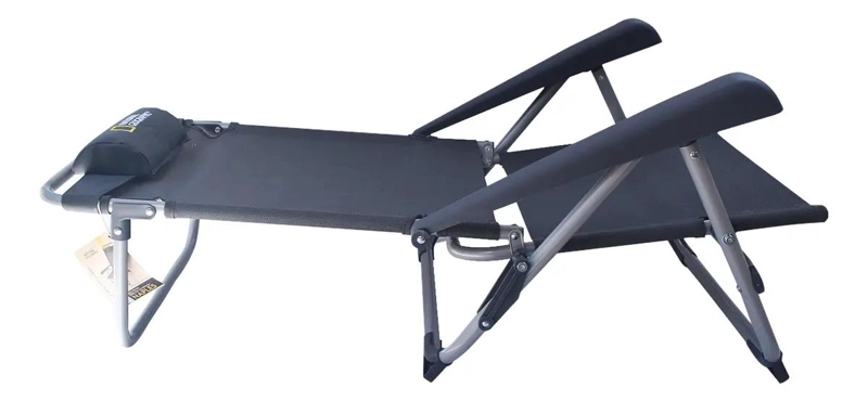 SILLA PLEGABLE PARA PLAYA CON ALMOHADA COLOR GRIS COMODO Y RESISTENTE - 2