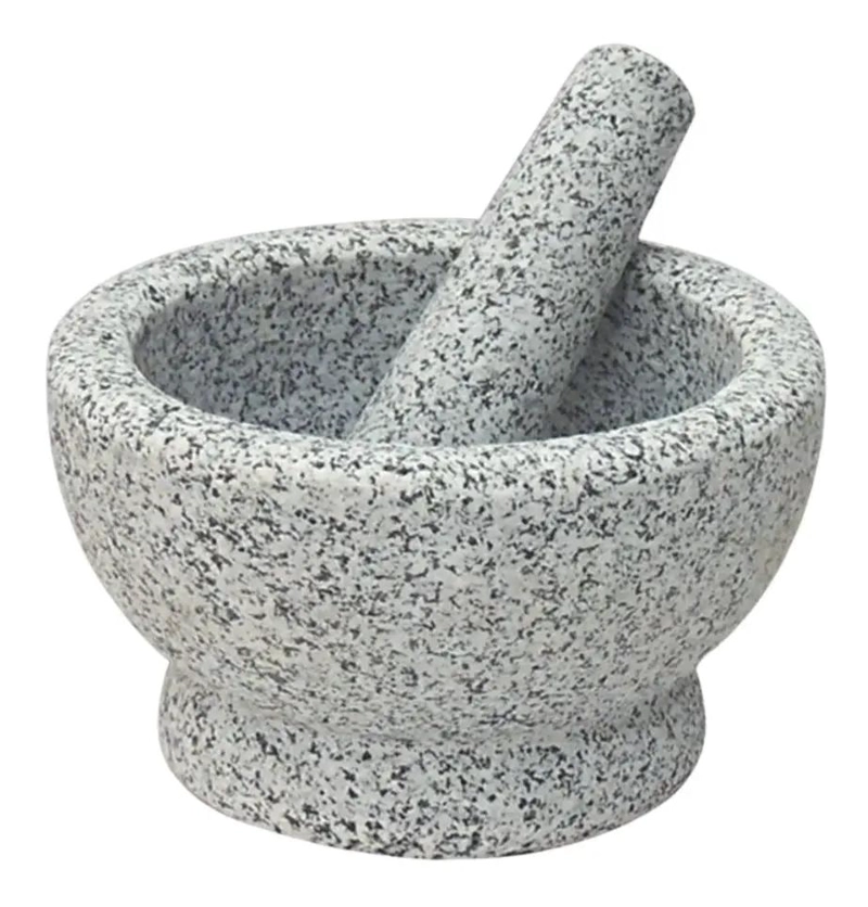 MORTERO DE PIEDRA NATURAL PARA MOLER ESPECIAS Y HIERBAS - 1