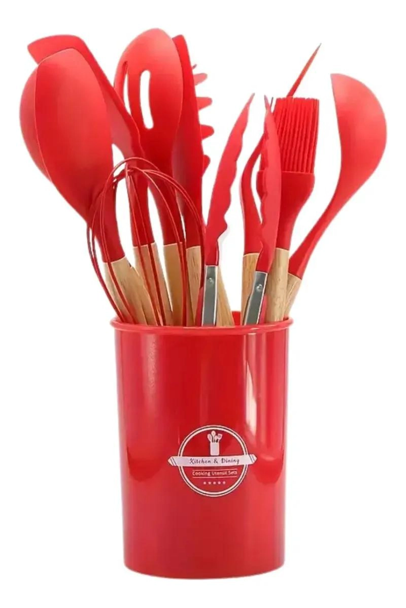 SET DE UTENSILIOS DE COCINA CON MANGO DE SILICONA Y SUPERFICIE ANTIADHERENTE - 1