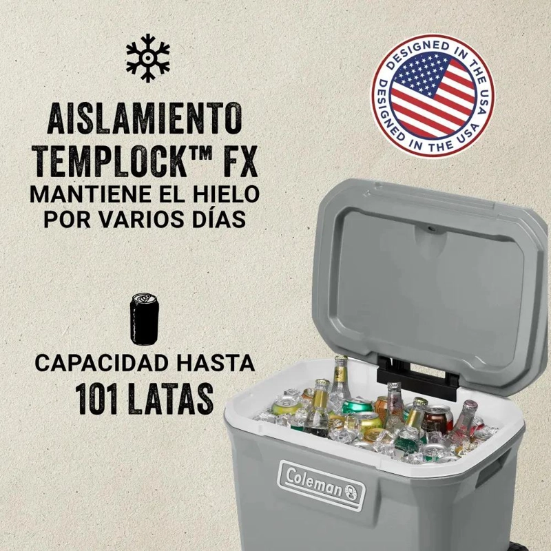 COOLER PORTATIL CON RUEDAS CAPACIDAD 62 LITROS PARA MANTENER FRIO - 2