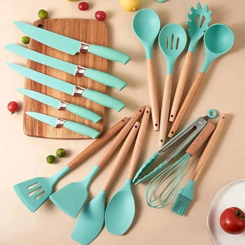 SET COMPLETO DE 19 UTENSILIOS DE COCINA ANTIADHERENTES DE SILICONA VERDE - 3