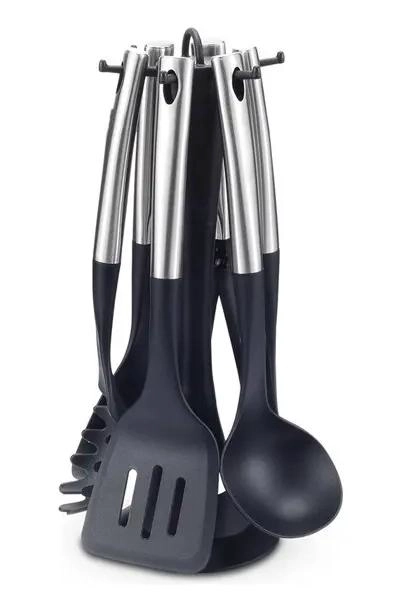 SET DE UTENSILIOS DE COCINA CON MANGO DE ACERO INOXIDABLE DE 7 PIEZAS - 1