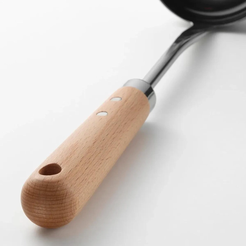 CUCHARON DE ACERO INOXIDABLE CON MANGO DE MADERA DE 33 CM - 2