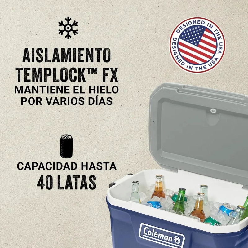 COOLER OCEAN CON CAPACIDAD DE 49 LITROS PARA MANTENER FRIO - 3