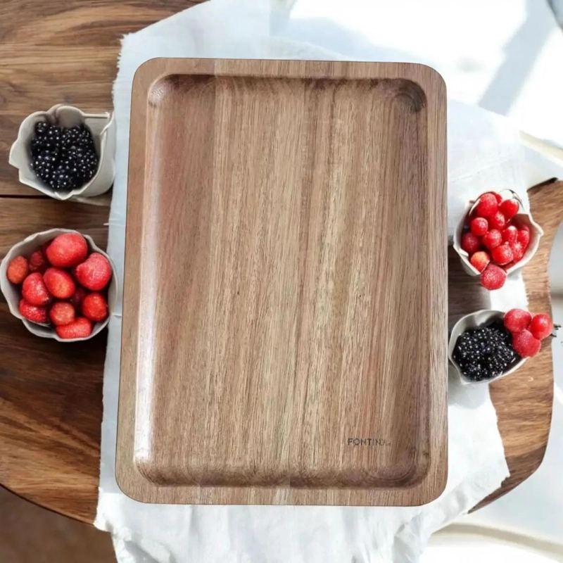 BANDEJA DE MADERA DE ACACIA CON MEDIDAS 25X18 CM PARA USO VERSATIL - 3