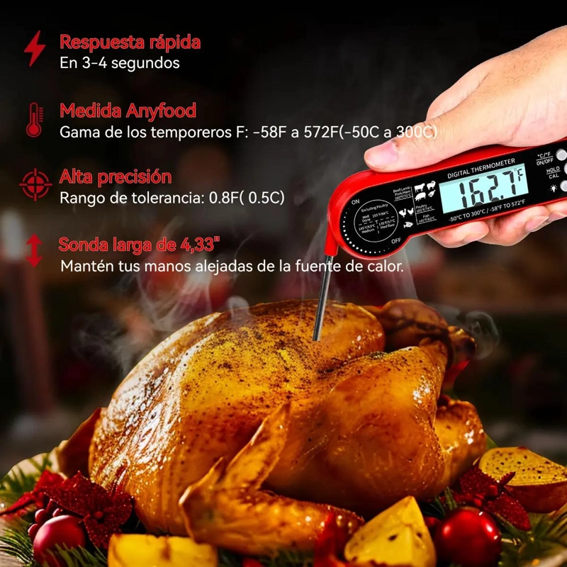TERMOMETRO DIGITAL PARA COCINA CON SONDA PARA CARNE Y BARBACOA - 3