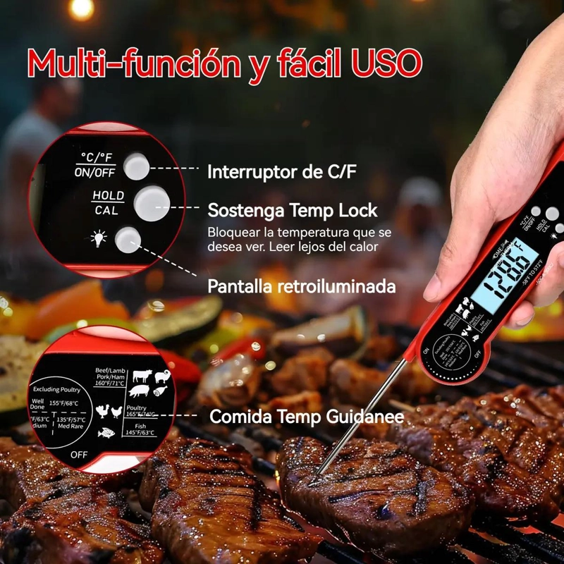 TERMOMETRO DIGITAL PARA COCINA CON SONDA PARA CARNE Y BARBACOA - 5